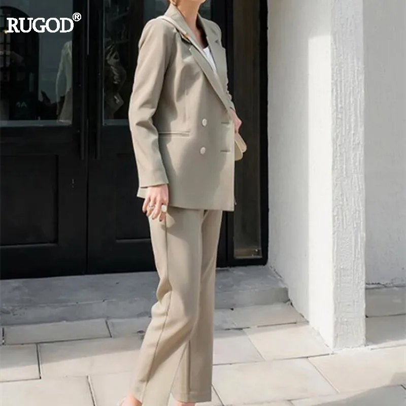 Женский винтажный костюм из двух предметов RUGOD элегантный двубортный пиджак и