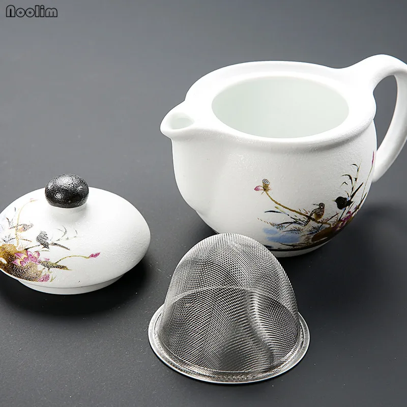 Большой керамический чайник NOOLIM одинарный горшок сине белый фарфор снежинка