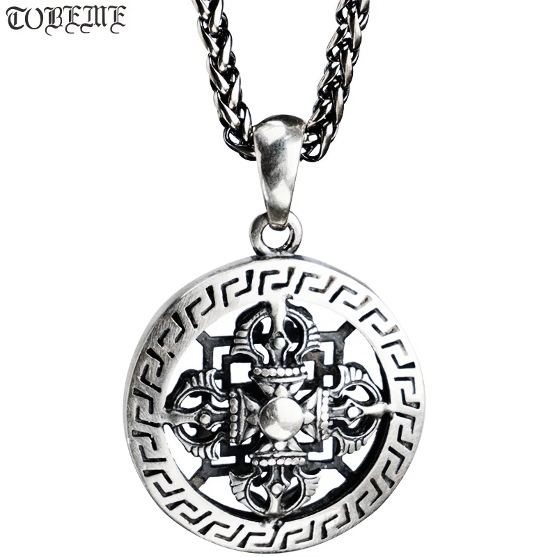 Ручной работы 925 Серебряный в тибетском стиле кулон винтажный тайский