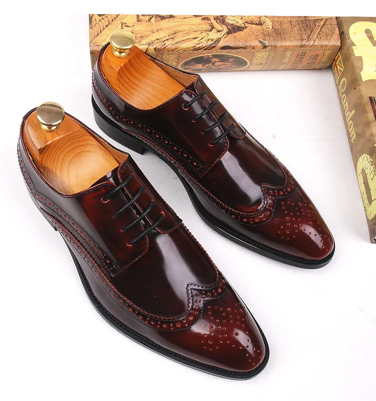 

Handmade Mens Carved Dress Wedding Oxfords Shoes 2018 Spring Autumn Male Runway Fashion Italian Leather Real Shoes Sapatos
