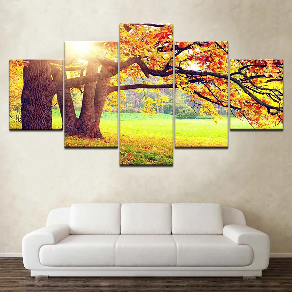Современная Настенная Картина на холсте домашний Декор 5 шт. кленовое дерево