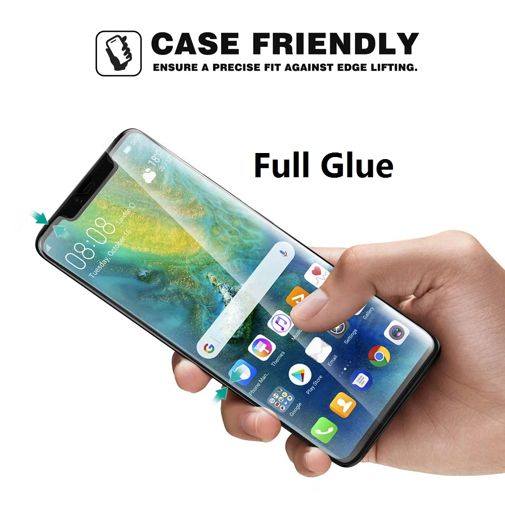 Закаленное стекло с полным покрытием для Huawei Mate 20Pro защита экрана закругленными