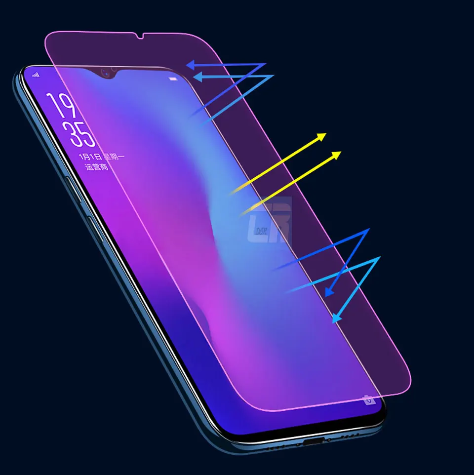 2.5D анти фиолетовый полное покрытие защитное закаленное стекло для OPPO R17 R15 R15X Защитная пленка для экрана телефона для OPPO F7 A1 A5 A3