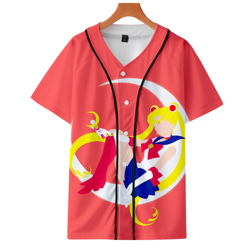 Аниме Сейлор Мун бейсбол с короткими рукавами и 3D принтом Реалистичный Черный