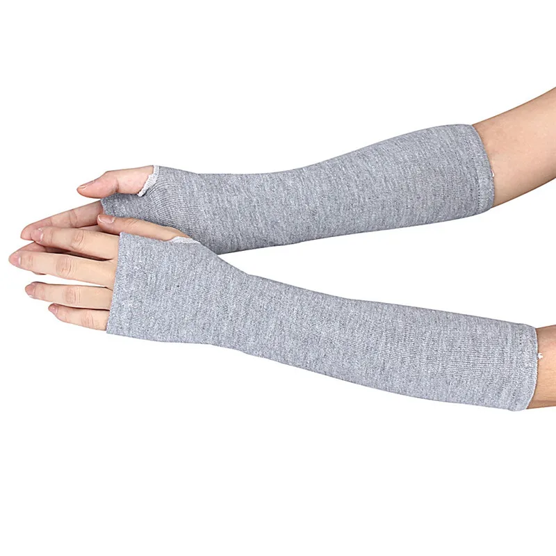 Coffee&ampGray&ampBlack Winter Wrist Arm Hand Warmer Knitted 34cm Long Fingerless Gloves Elbow Unisex Mittens Guantes | Аксессуары для