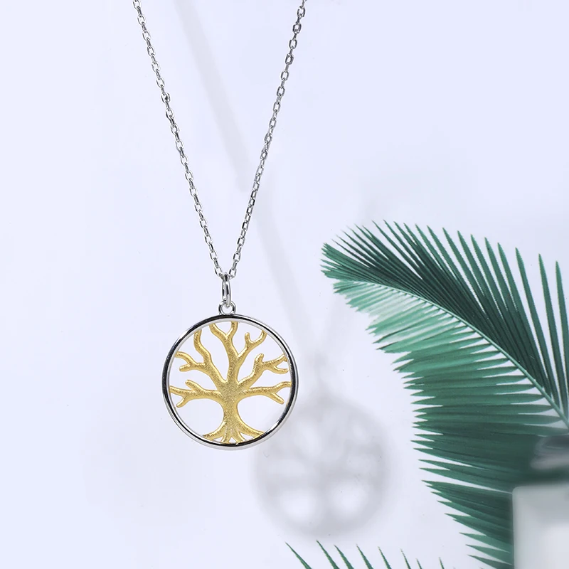 StrollGirl новый 100% 925 стерлингового серебра 18kgold Древо жизни семьи ожерелья с