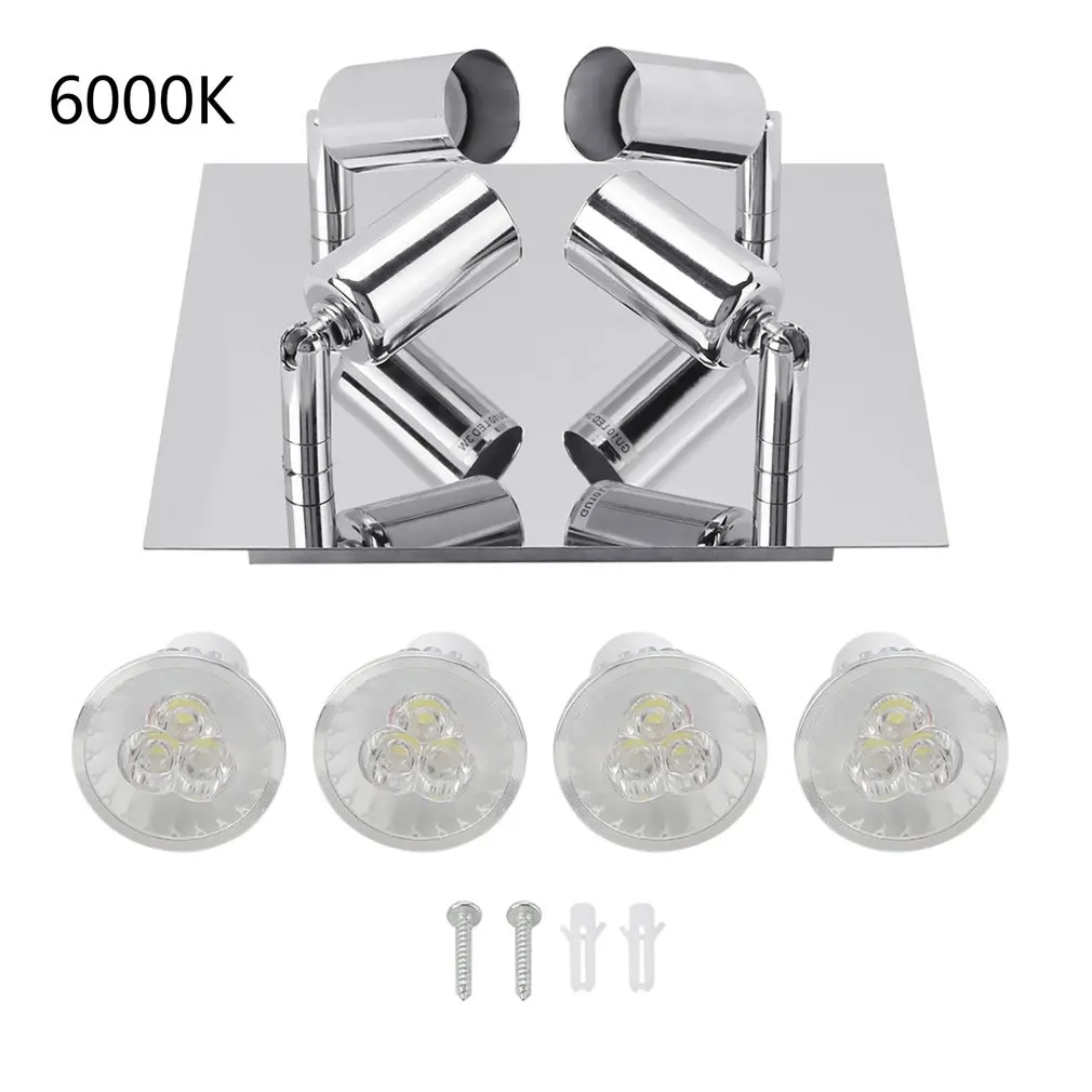 4-head Rotational Spotlight Ceiling Bar Light Fitting Fixture GU10 Satin Nickel Indoor Decoration Lamp | Освещение