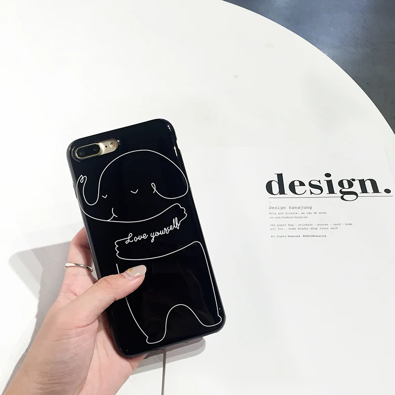 Cute Doraemon Japan Cartoon Patterned Phone Case For Iphone 7 6S Plus Lovely Elephant Soft Glossy Silicon TPU Cover |