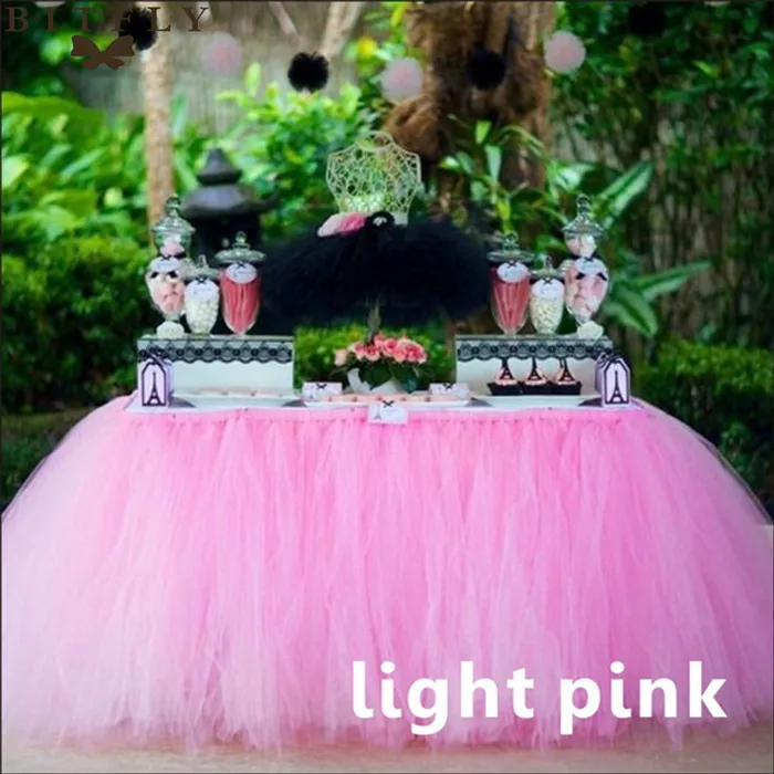 light pink 29 цветов, полиэстер, однотонная 100*80 см юбка-пачка для стола, рождественские принадлежности,, свадебная фатиновая юбка - Цвет: light pink