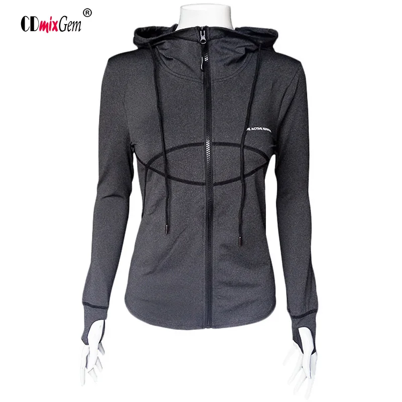 Спортивная куртка для женщин Новая Осенняя бега йоги толстовка с длинными