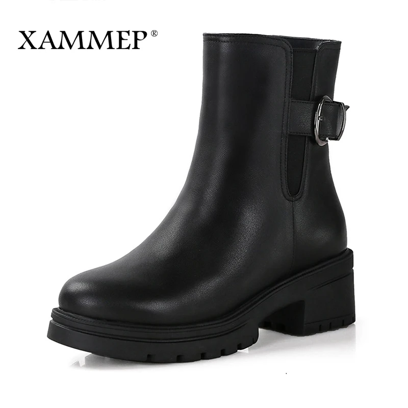 Женские зимние ботинки Xammep из натуральной кожи сапоги шерсти Брендовая женская