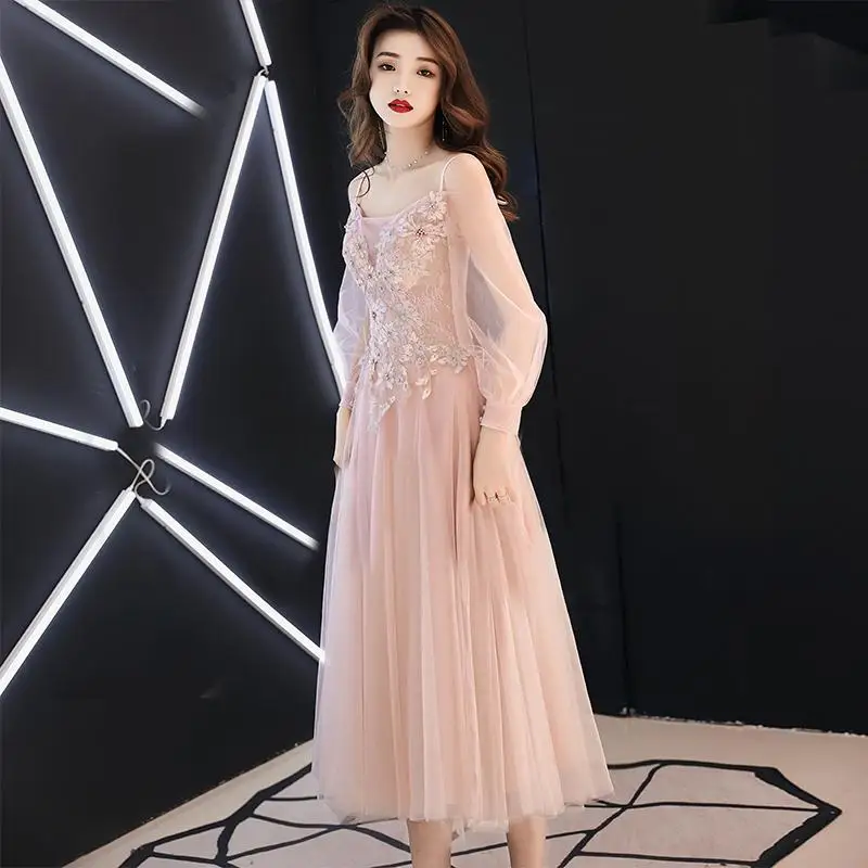 Розовый элегантное платье для невесты женские Длина Vestidos Noble цветочным бисером формальные Вечеринка платья XS S M L XL XXL - Цвет: Style 2