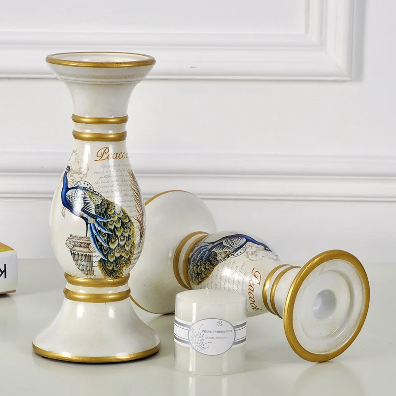 European American Retro Candlestick pastoral countryside painted ceramic high-end home decorations Candle |