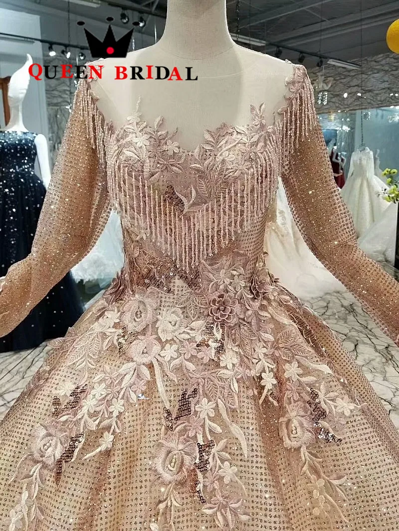 Custom Made 2021 Vestido De Festa Crystal Sequins Elegant Evening Dress Robe De Soiree Long Sleeves Lady Evening Gown EV122