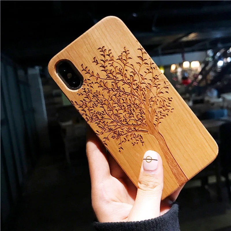 Лазерная гравировка настоящая древесина сотовый Чехол для телефона для iPhone XS MAX XR 7 8PLUS X деревянный уникальный шок заказной бамбуковый чехол для телефона - Цвет: 4