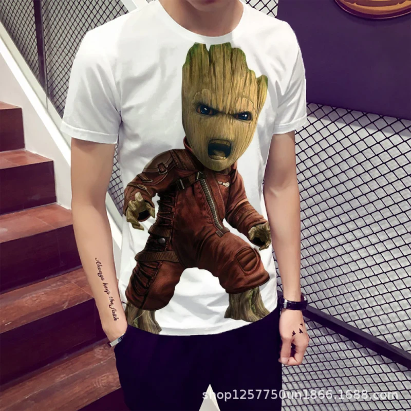 2019 Galaxy Guard Groot Мужская 3D футболка Летняя Повседневный Топ с круглым