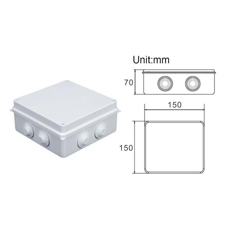 150x150x70mm 1 шт. ABS пластик IP65 водонепроницаемый распределительная коробка DIY открытый Крытый универсальный Электрический проект корпус кабель - Цвет: 150x150x70mm