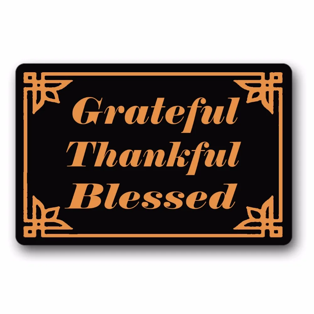 

Entrance Floor Mat Non-slip Doormat Grateful Thankful Mat Outdoor Indoor Rubber Mat Non-woven Fabric Top 15.7x23.6 Inch