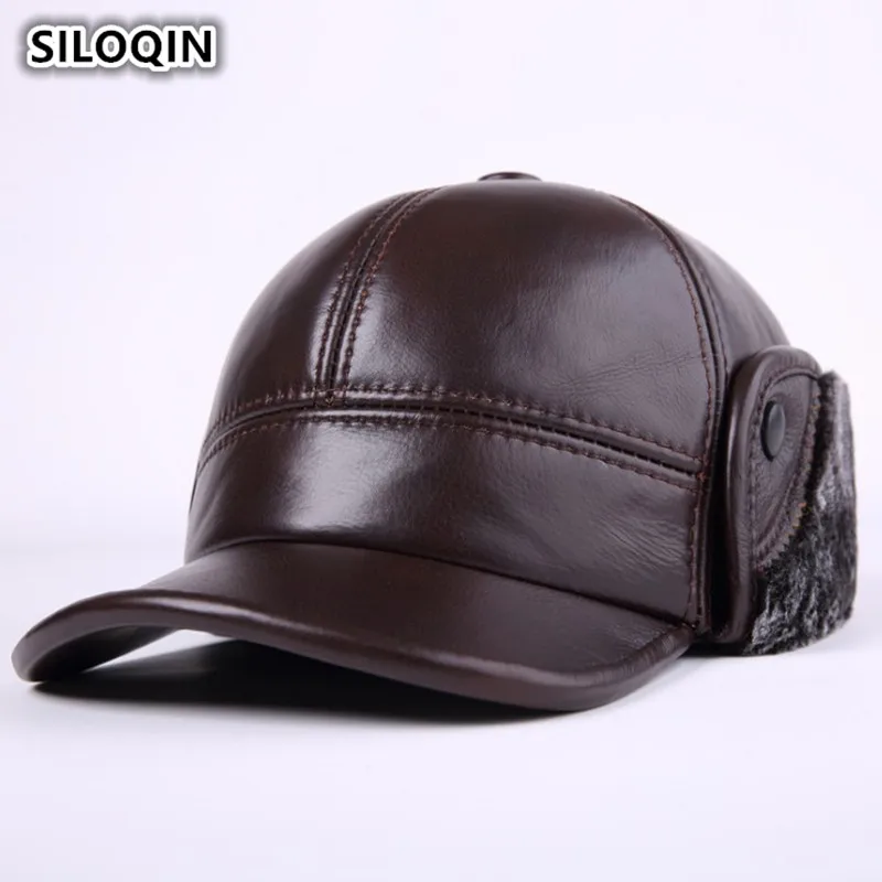 

Бейсболка SILOQIN мужская, зимняя, теплая, из натуральной кожи, с ушками