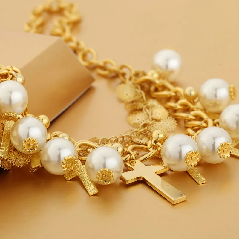 Neoglory светильник желтое золото цвет имитация жемчуга массивная цепочка нагрудник