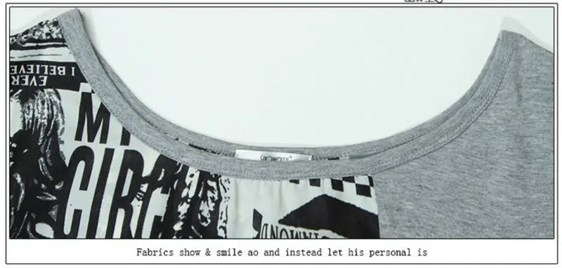 Футболка женская с рукавом летучая мышь повседневный топ принтом серого цвета