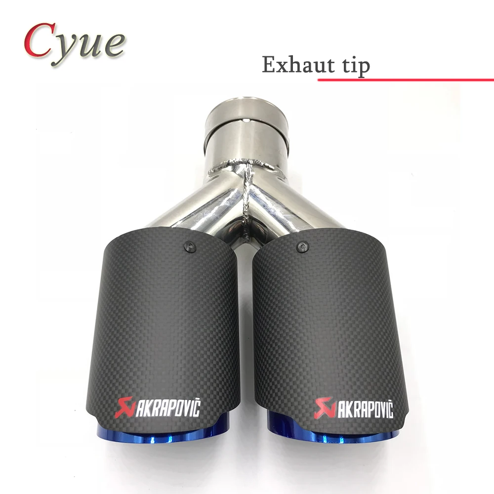 1 шт. универсальная двойная выхлопная труба akrapovic выхлопная насадка из углеродного волокна+ синяя Концевая труба глушителя