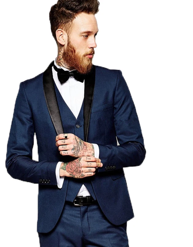 Мужские костюмы для свадебной вечеринки высокого качества темно-синий