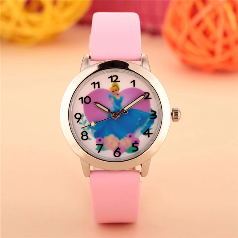 2017 брендовые Детские часы с героями мультфильмов принцессы модные милые кожаные