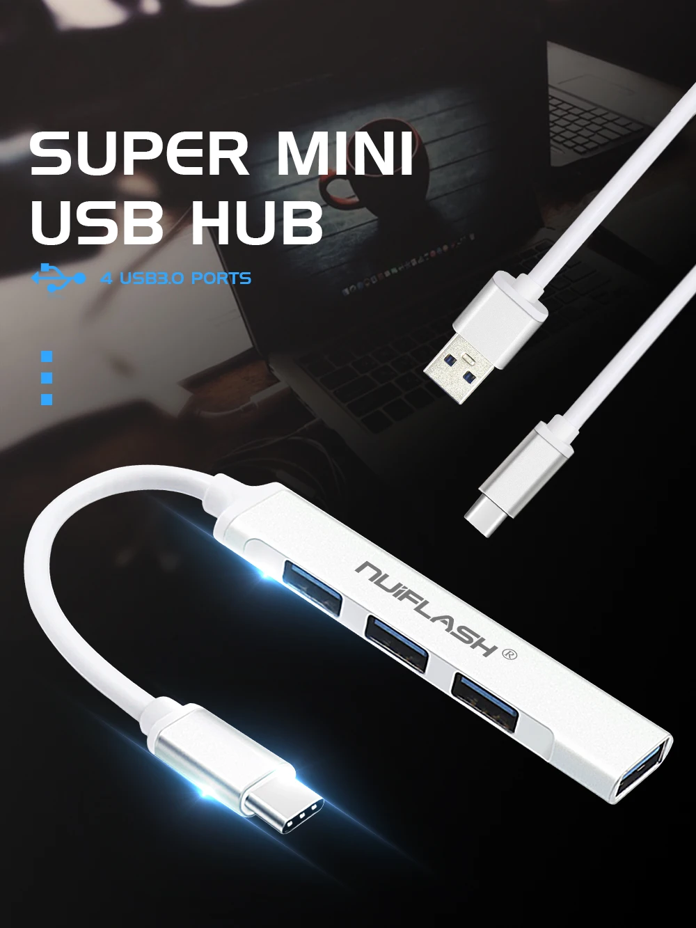Горячий черный USB 3,0 Hi-Скорость 4-Порты и разъёмы разветвитель адаптер для ПК компьютер Прямая