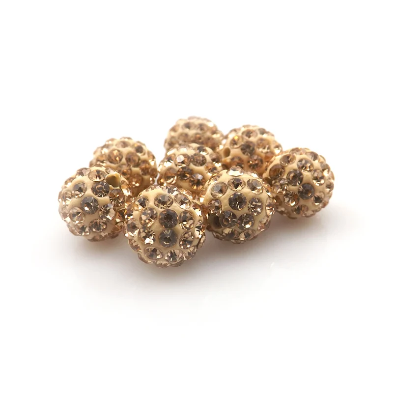 100pcs/lot 10mm Champagne Color Rhinestone Loose Beads Pave Disco Ball For Jewelry Making | Украшения и аксессуары