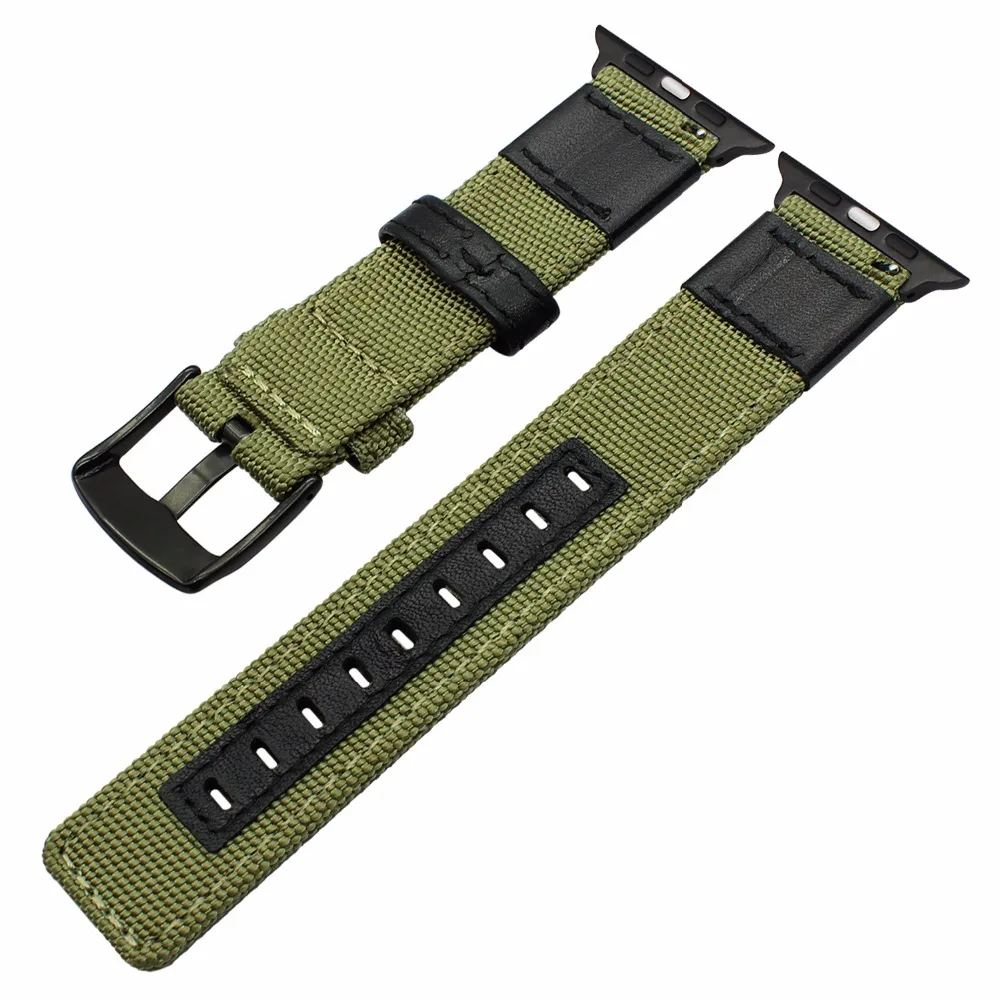 Холст нейлон и кожаный ремешок для наручных часов iWatch версия Apple Watch SE 38 мм 42 40 44
