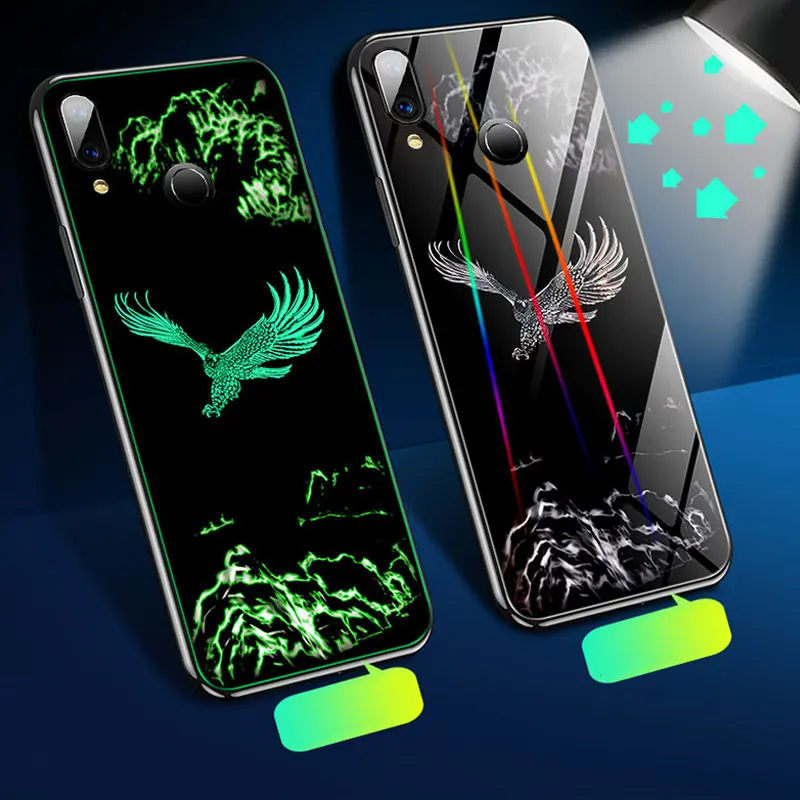 Светящийся чехол для Xiaomi Redmi Note 7, чехол, светящаяся задняя крышка из закаленного стекла для Xiaomi Redmi Note 7 Pro, чехол, оболочка