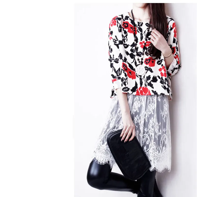 Базовое платье в стиле ретро с черно белой кружевной вышивкой Офисная формальная