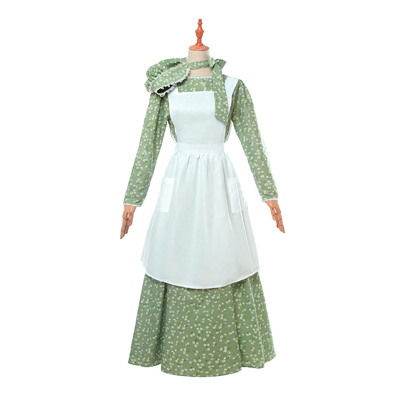 ROLECOS Оригинальное Зеленое Длинное Хлопковое платье в стиле ретро средневековой