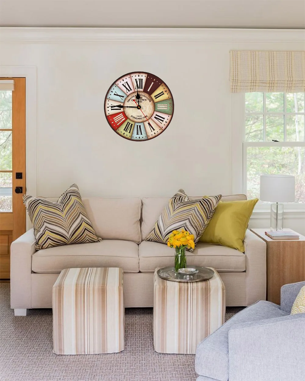 Большие деревянные настенные часы классические винтажные Ретро-часы 12 дюймов с