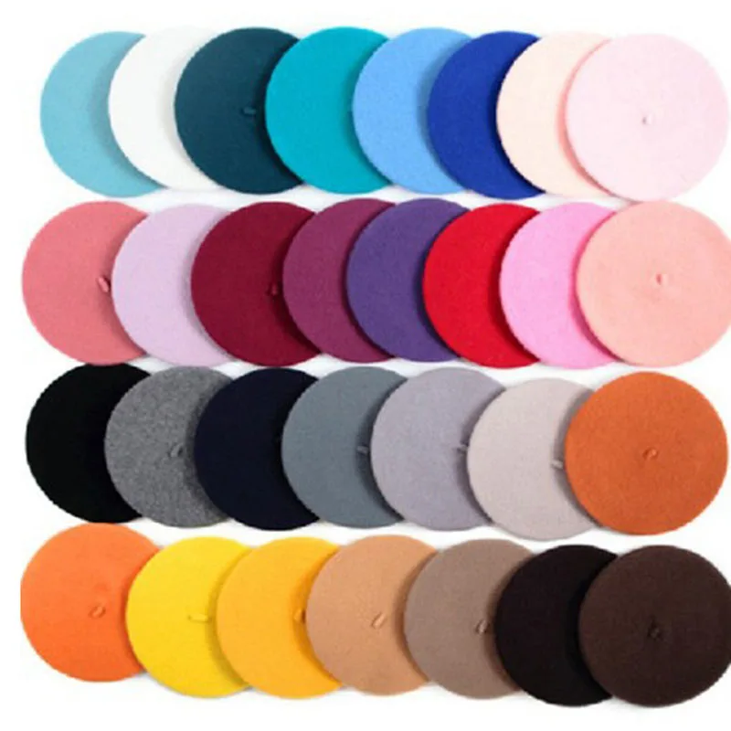 Шерсть берет живописца Кепка запеченная Пшеница торт шапка теплая девушка