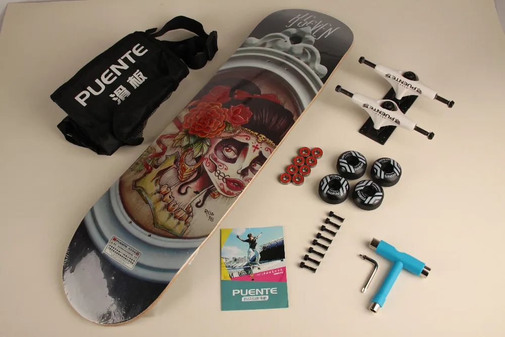 DHL 1 компл. полный скейтборд скейт deck грузовиков Колёса и Подшипники плюс стояк