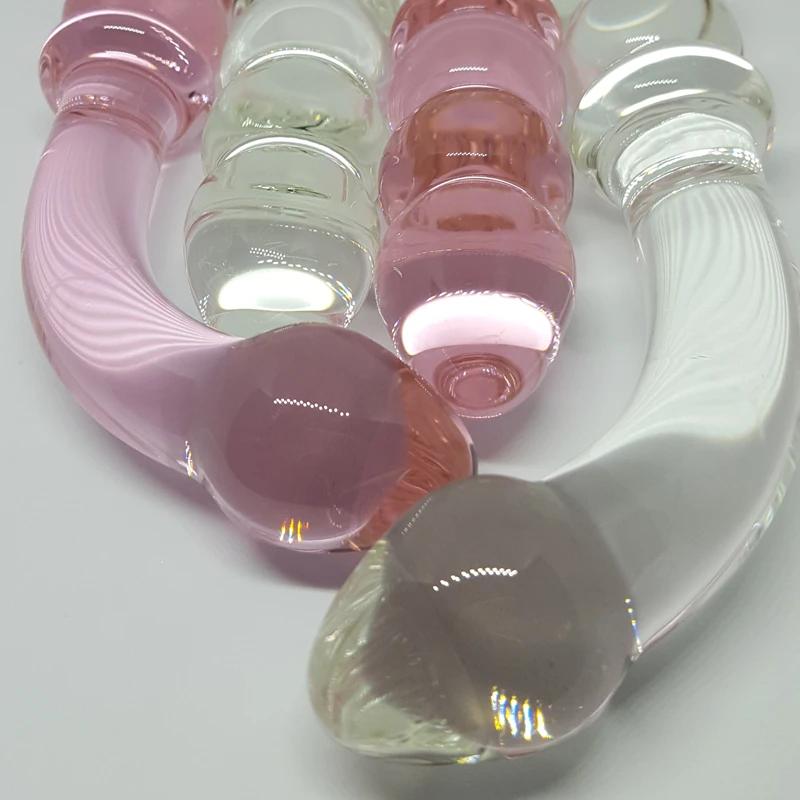 Двойной фаллоимитатор с розовым кристаллом стеклянный член эротика секс-шоп