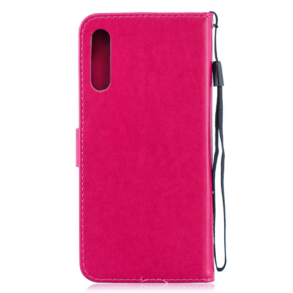 Чехол-книжка с откидной крышкой для samsung Galaxy A10 A20 A30 A40 A50 A70 A20E M10 M20 M30 с роскошной Рельефной текстурой бабочки