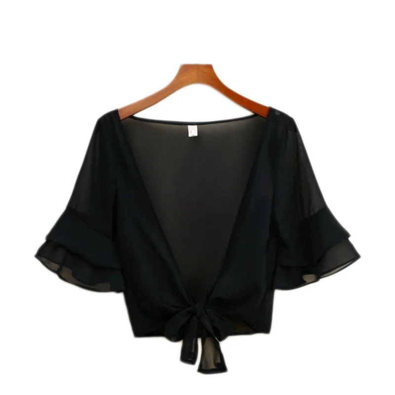 Солнцезащитный плащ летняя женская шифоновая короткая куртка Солнцезащитная