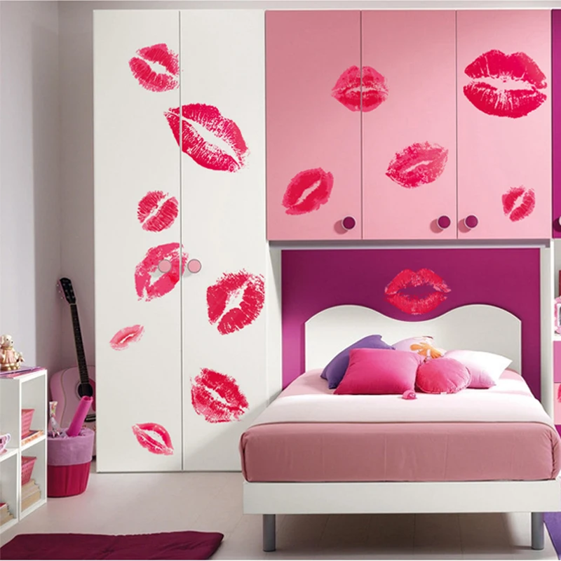 

Free shippingHot sale kisses wall sticker lip print wall sticker 7086 decorative adesivo de parede removable vinyl wall stickers