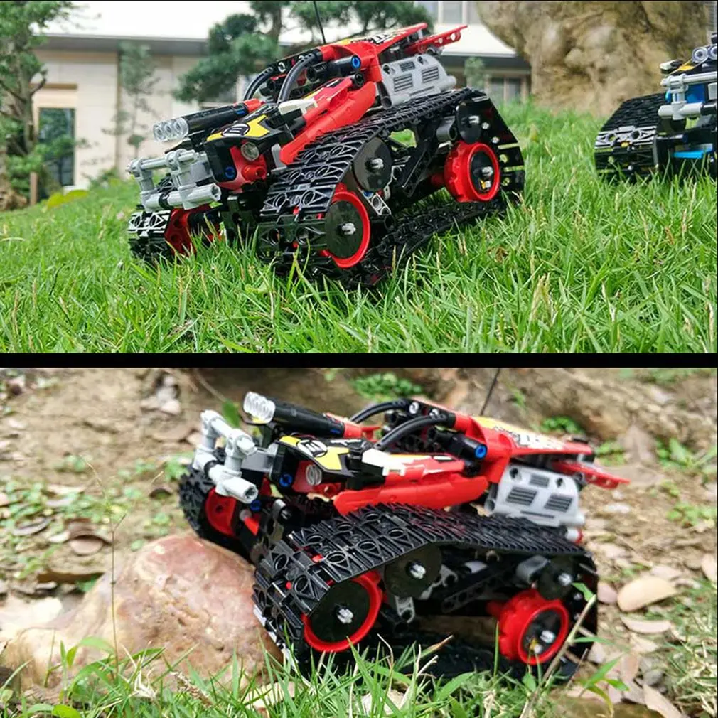 DIY Technic 2,4G/APP дистанционное управление гусеничный трюк гоночный автомобиль строительные блоки с мотором для детей машинка на дистанционном управлении Кирпичи Игрушки