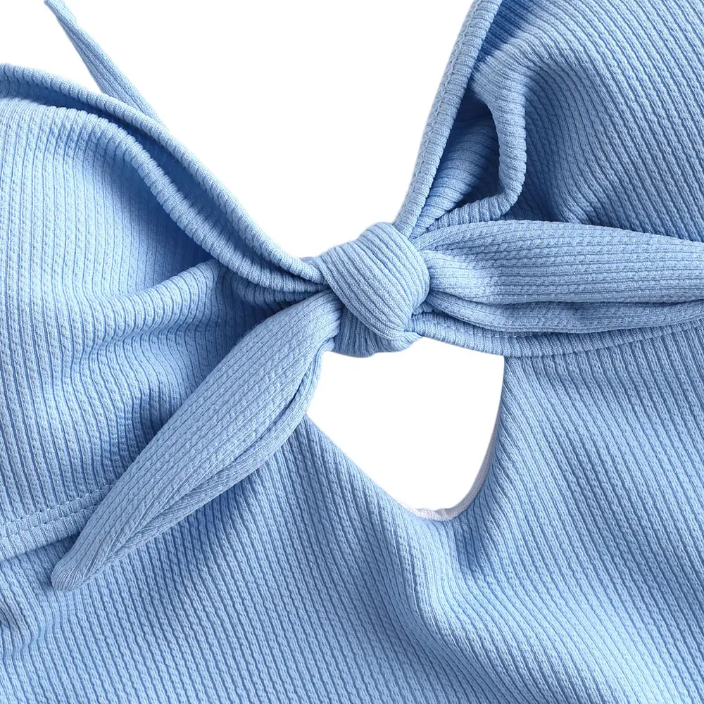 ZAFUL Бикини ребристая замочная скважина с завязками Проволочные купальники