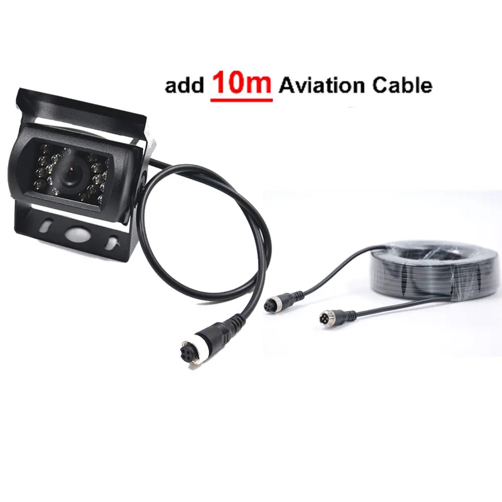 add 10m 4Pin Cable BYNCG камера заднего вида для грузовика сверхмощный 18 светодиодный ИК ночного видения Водонепроницаемая камера заднего вида для грузовика/прицепа/пикапов/RV - Название цвета: add 10m 4Pin Cable
