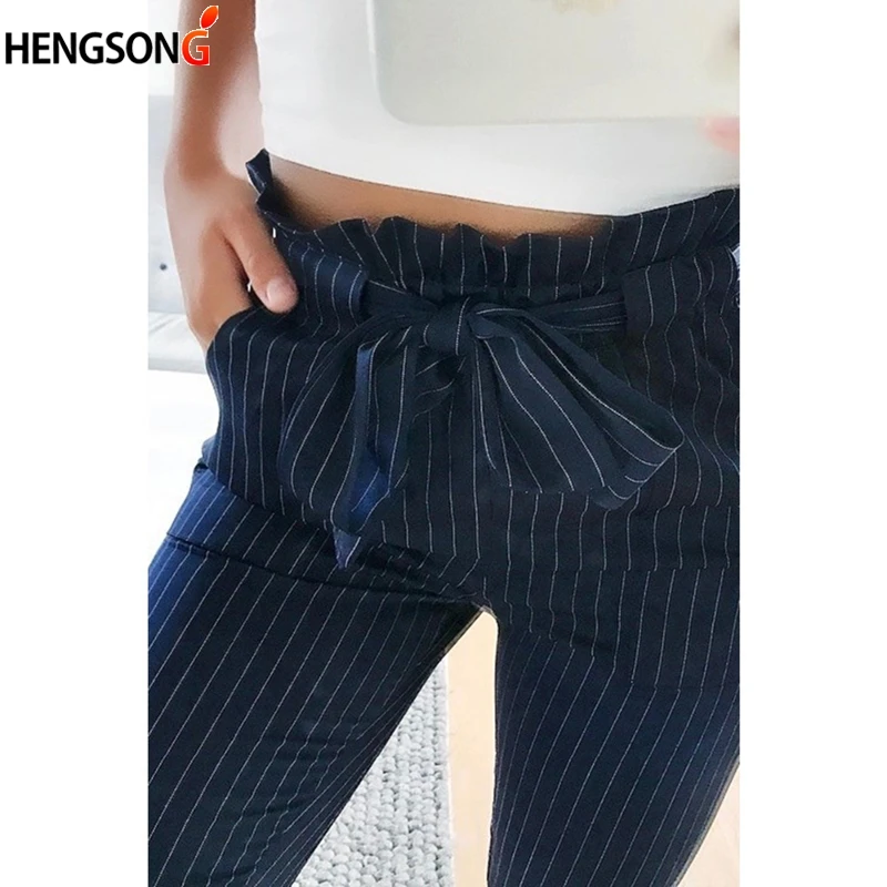 Новинка 2018 полосатые шифоновые шаровары OL с высокой талией Женские Летние