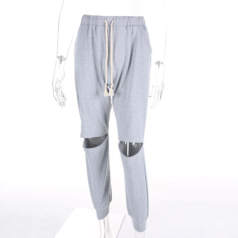 

XUANSHOW 2018 Harajuku Trousers Women Autumn Cotton Female Loose Hole Casual Streetwear Wide Leg Long Pants Pantalon Mujer