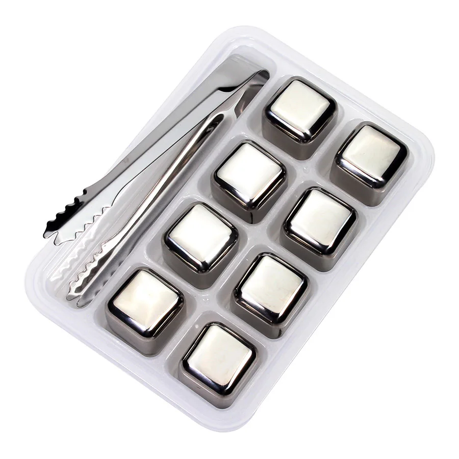 8 Pack with Tongs Кубики льда из нержавеющей стали многоразовые охлаждающие камни ведро волшебный водка охладитель пива, вина бар KTV держатель виски охладитель инструмент - Цвет: 8 Pack with Tongs
