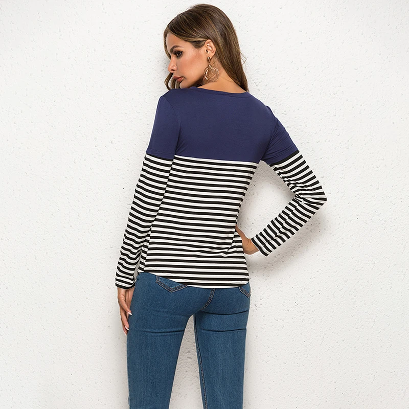 

Fashion Harajuku Vintage Ulzzang Stripe Printed t-Shirts 2020 Summer Women Casual Loose Long Sleeve Tee Tops Femme