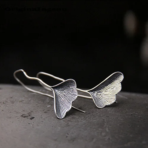 Silver 925 серебряные серьги листья ювелирные изделия винтажные Подвески минимализм Шарм подарок маме на день рождения Brincos серьги для женщин Oorbellen - Окраска металла: Silver