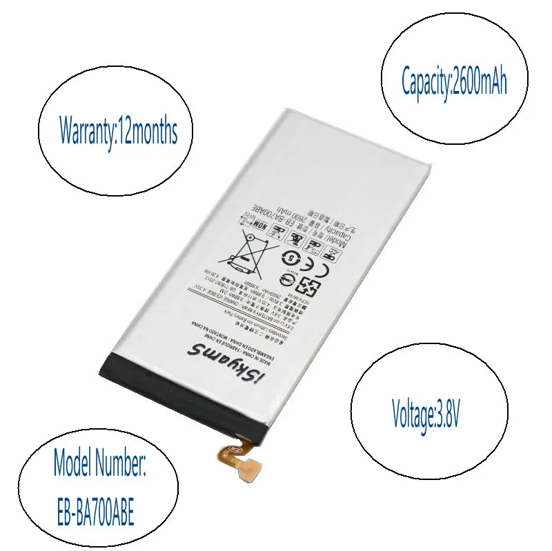 ISkyamS 1x2600 мАч EB-BA700ABE сменный литий-ионный аккумулятор для Samsung Galaxy A7 2015 A700 A700FD A700S A700L